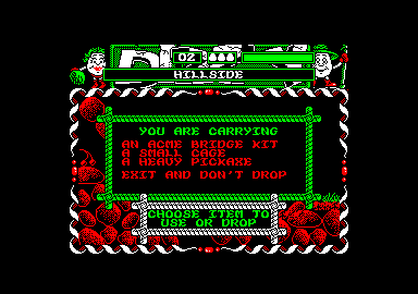 Dizzy: Prince of the Yolkfolk (Amstrad CPC) screenshot: Inventory screen.