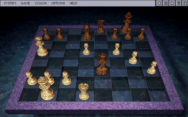 Kasparov's Gambit (DOS) screenshot: 3d board (another set)