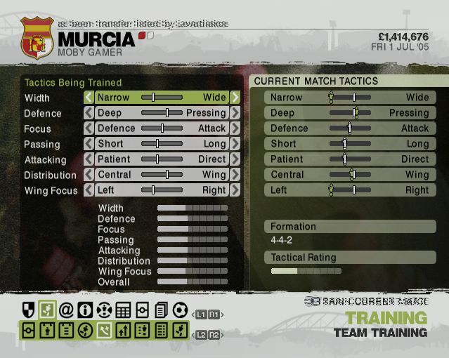 LMA Manager 2006 (PlayStation 2) screenshot: One of the training screens