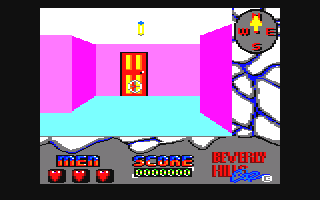 Beverly Hills Cop (Amstrad CPC) screenshot: Inside the mansion