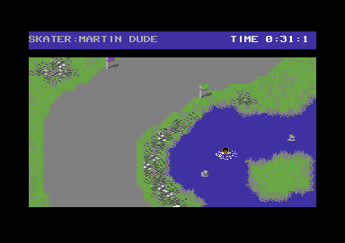 Skate or Die (Commodore 64) screenshot: Looks like I'll do badly at Swim or Die as well