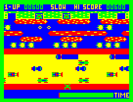 Frogger (Dragon 32/64) screenshot: Two frogs accounted for