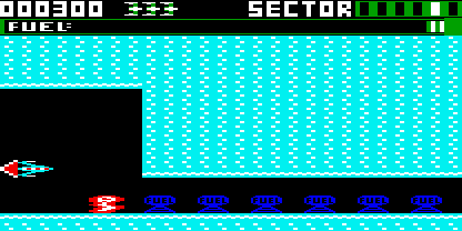 Skramble (VIC-20) screenshot: A tight bombing run