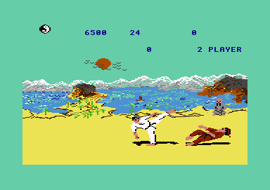 Kung-Fu: The Way of the Exploding Fist (Commodore 64) screenshot: Second arena (out of four)