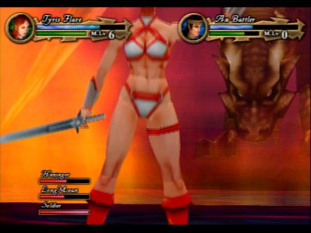 Sega Ages 2500: Vol.5 - Golden Axe (PlayStation 2) screenshot: Tyris Flare also seems to have the appropriate name for the most powerful summoning abilities in the game, she can summon a big bad dragon with bad breath, beware oh foes