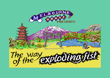 Kung-Fu: The Way of the Exploding Fist (Commodore 64) screenshot: Title screen (with almighty 2-bit kyaaaah sound)