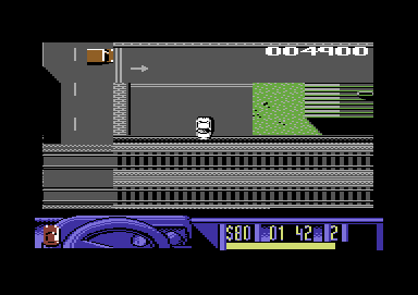 Miami Chase (Commodore 64) screenshot: All the railroad men just wanna drink up your blood like wine