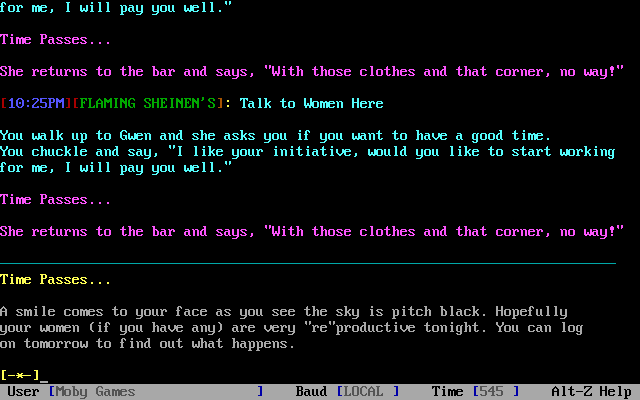 PimpWars (DOS) screenshot: Tune in tomorrow for the thrilling conclusion...
