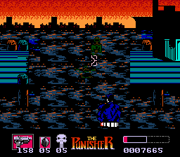 The Punisher (NES) screenshot: Enemies leap out from the water