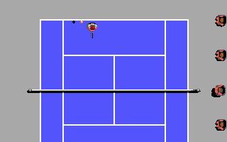 Tie Break (DOS) screenshot: Receiving (EGA). Game play graphics look exactly like the VGA version.