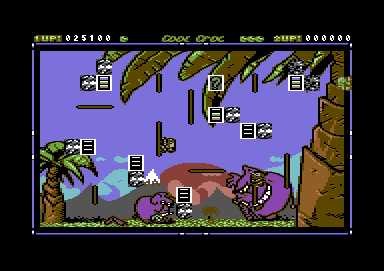 The Cool Croc Twins (Commodore 64) screenshot: Going down the side here