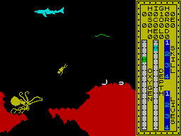 Scuba Dive (ZX Spectrum) screenshot: An octopus, guardian of the deeper waters