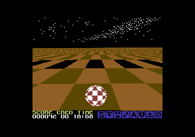 Cosmic Causeway: Trailblazer II (Commodore 64) screenshot: Avoid the holes