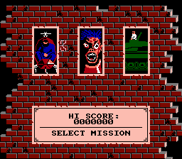 The Punisher (NES) screenshot: Mission Select