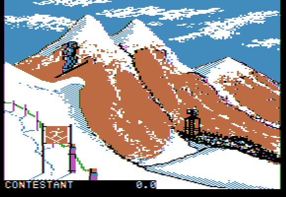 Winter Games (Apple II) screenshot: Event - Hotdog.