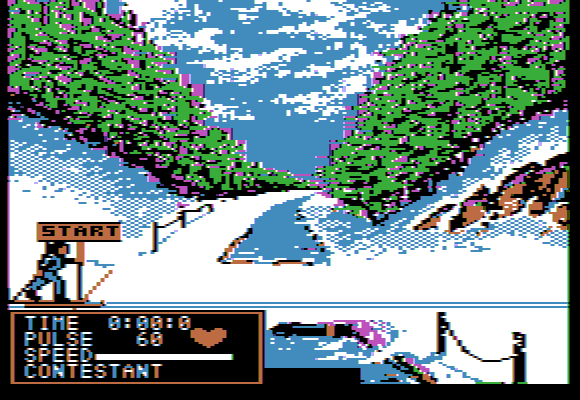 Winter Games (Apple II) screenshot: Event - Biathlon.