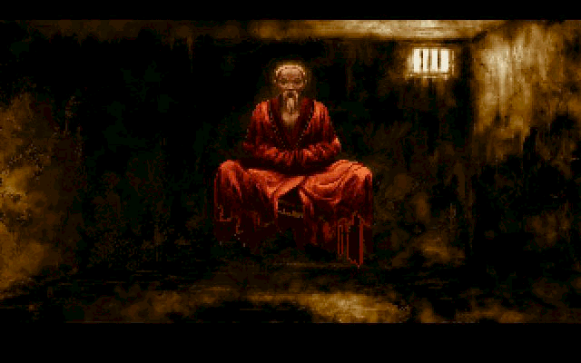 Inca II: Nations of Immortality (DOS) screenshot: Humm... He doesn't know what is a chair ?