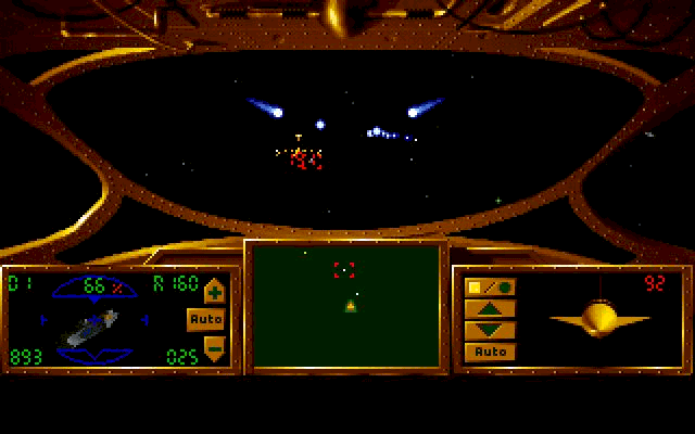 Inca II: Nations of Immortality (DOS) screenshot: Space battle : shoot the enemies.