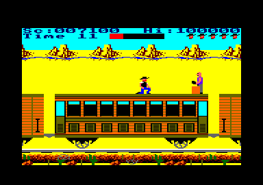 Express Raider (Amstrad CPC) screenshot: Fight your way to the engine.