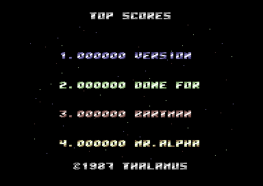 Delta Patrol (Commodore 64) screenshot: High scores