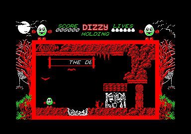 Dizzy: The Ultimate Cartoon Adventure (Amstrad CPC) screenshot: The desolated mine.