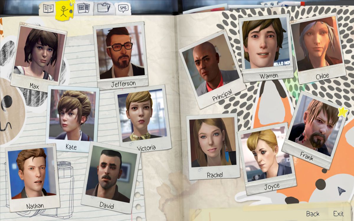 Life Is Strange: Season Pass - Episodes 2-5 (Windows) screenshot: <i>Episode 2</i>: all characters are revealed.