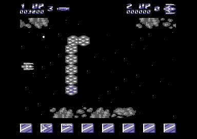 Delta Patrol (Commodore 64) screenshot: Again, the blue one is the 'sweet spot'