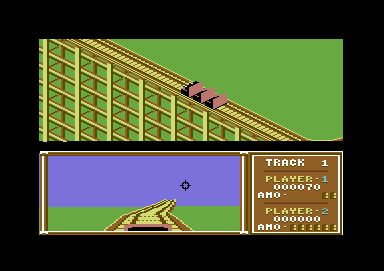 Roller Coaster Rumbler (Commodore 64) screenshot: Turning