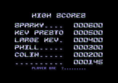 Roller Coaster Rumbler (Commodore 64) screenshot: High score entry