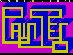 3D Painter (ZX Spectrum) screenshot: Maze 4 - Painted. Now let's loop to maze 1.