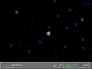 XQuest (DOS) screenshot: More red space mines (v2.0)