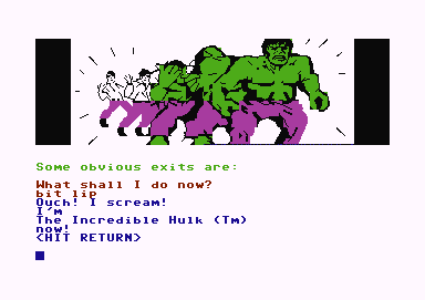 The Hulk (Commodore 64) screenshot: GrrruuUAAAUAUAUARR!! Transformation!