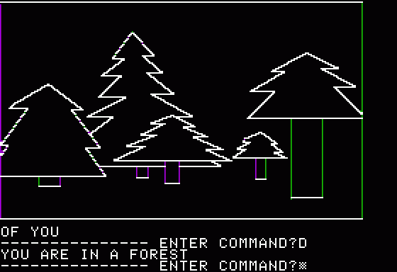Hi-Res Adventure #1: Mystery House (Apple II) screenshot: Welcome to the traditional maze.