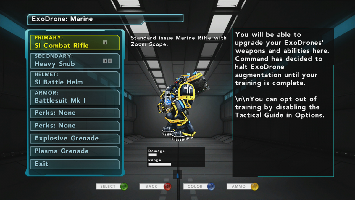 XenoMiner: Swarm (Xbox 360) screenshot: Customizing characters (Trial version)
