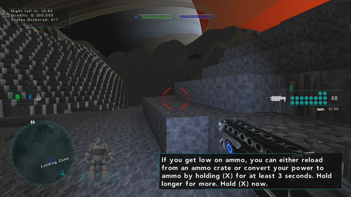 XenoMiner: Swarm (Xbox 360) screenshot: The focus of this game is on first-person action (Trial version)