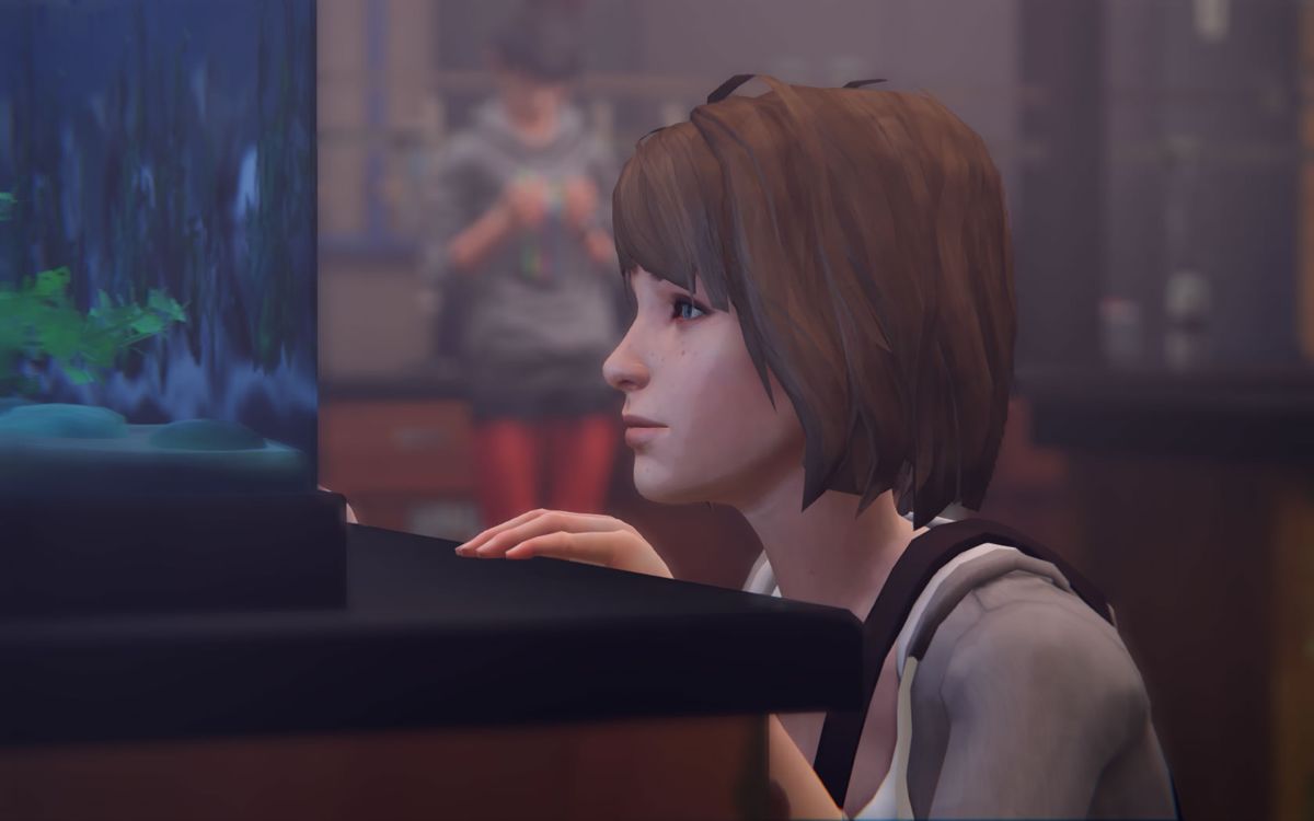 Life Is Strange: Season Pass - Episodes 2-5 (Windows) screenshot: <i>Episode 2</i>: Max watches an aquarium in the science lab.