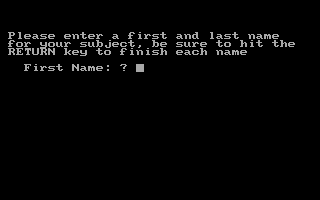 Mind Prober (DOS) screenshot: Entering user's details.