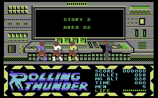 Rolling Thunder (Commodore 64) screenshot: Entering the next area