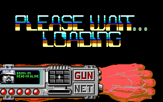 Techno Cop (DOS) screenshot: How very futuristic. I suppose this fancy bracelet is what makes me a "Techno" cop (EGA)