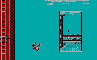 Summer Challenge (DOS) screenshot: Looks like I'll avoid a belly flop, at least.