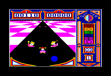 Gutter (Amstrad CPC) screenshot: 1st Player on the Purple Level...