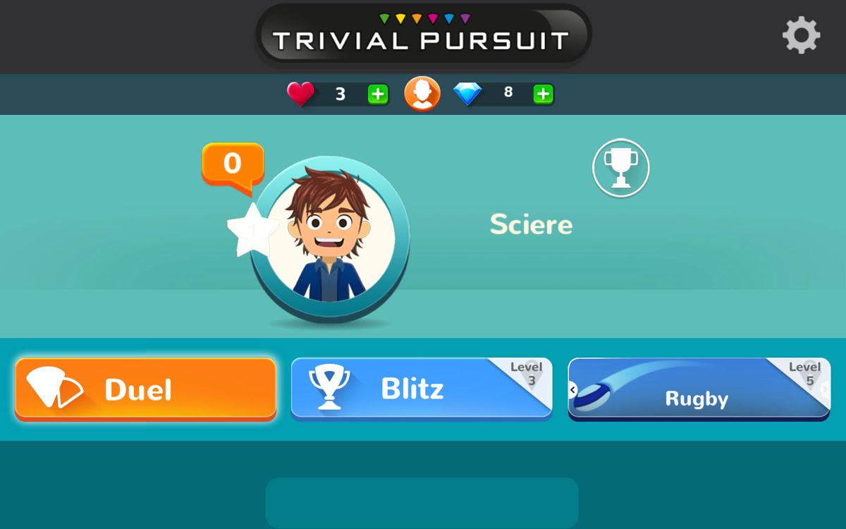 Trivial Pursuit & Friends (Windows Apps) screenshot: The main menu at the very start of the game