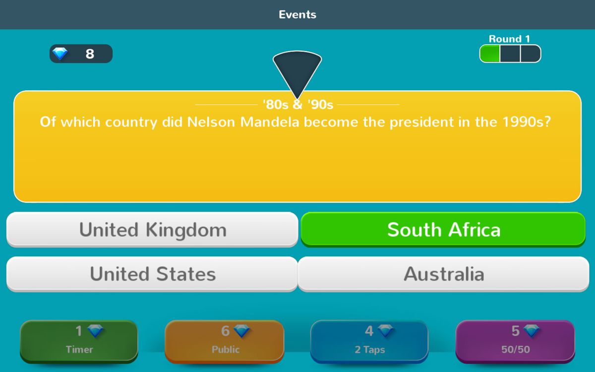 Trivial Pursuit & Friends (Windows Apps) screenshot: The game shows right away if you selected the correct answer or not.