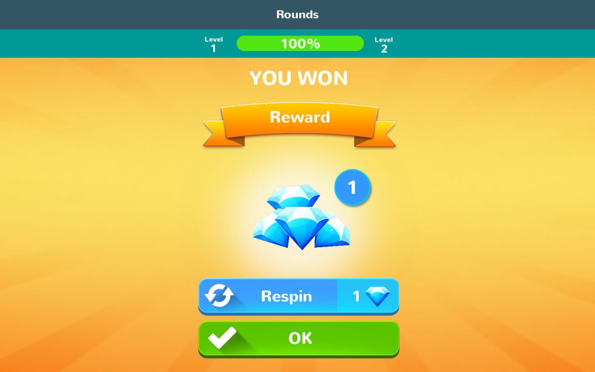 Trivial Pursuit & Friends (Windows Apps) screenshot: A duel has been won and I earned some diamonds.