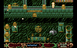 Wings of Death (Amiga) screenshot: The little yellow bastards act as turrets