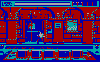 Cougar Force (DOS) screenshot: Escaping from the prison (CGA)