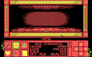 Death Bringer (DOS) screenshot: Running into a wall for your amusement (CGA)