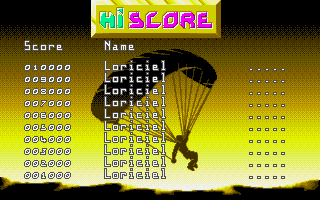 Paragliding (DOS) screenshot: Hi-Scores Table (VGA)