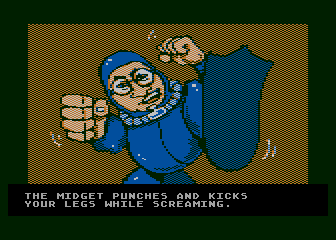 The Institute (Atari 8-bit) screenshot: Midget violence