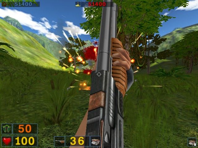 Serious Sam: The Second Encounter (Windows) screenshot: Suicide is not an option, you know... or maybe it is?